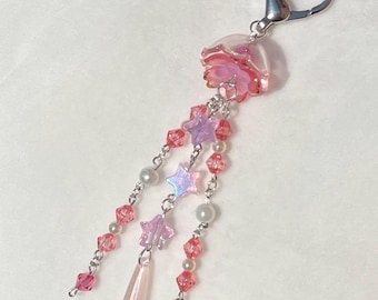 Jellyfish Phone Charm: Handmade Beaded Keychain - Y2K Jewelry