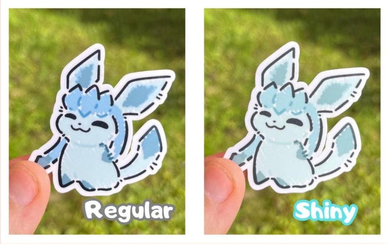 Op Eeveelution geïnspireerde stickers | Sylveon, Umbreon, Vaporeon, Glaceon, Espeon, kousvuller | Glanzende versies beschikbaar Glaceon