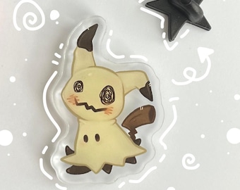 Pin acrílico Memikyu: Charm lindo de Pkmn tipo fantasma - Coleccionable inspirado en Mimikyu