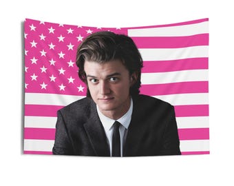Tapices de Joe Keery, Bandera rosa de Joe Keery, Tapices de pared para interiores de Joe Keery