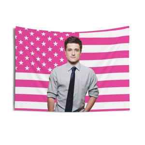 Josh Hutcherson Tapestries, Josh Hutcherson Pink Flag, Josh Hutcherson Indoor Wall Tapestries