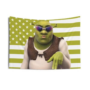 Shrek Tapestries, Shrek Flag, Shrek Green Indoor Wall Tapestries
