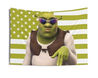 Shrek Tapestries, Shrek Flag, Shrek Green Indoor Wall Tapestries
