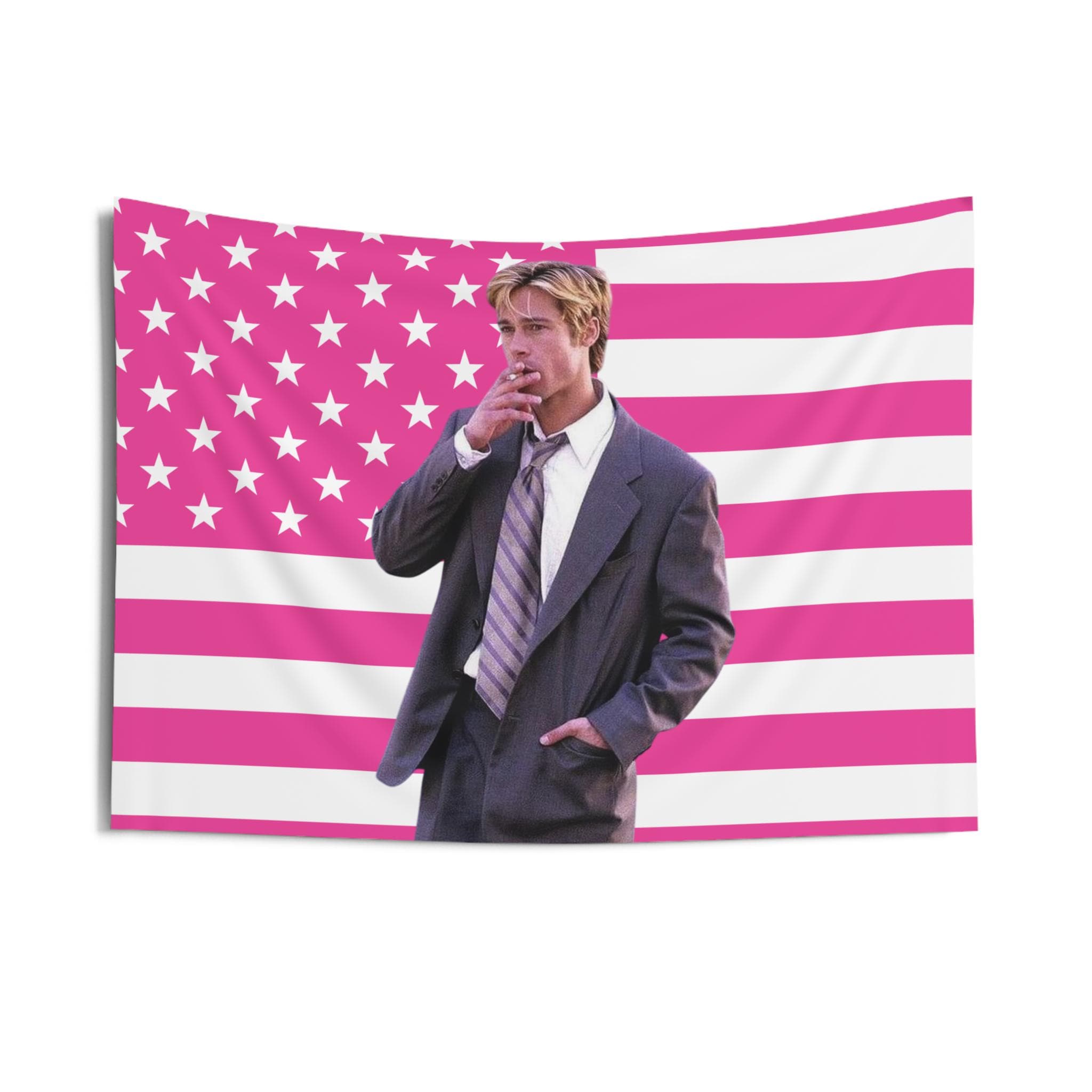 Smoking Joe Black (Brad Pitt) Tapestries, Brad Pitt Pink Flag, Brad Pitt Indoor Wall Tapestries