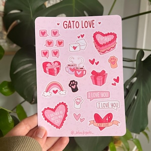 Feuille d'autocollants Gato Love