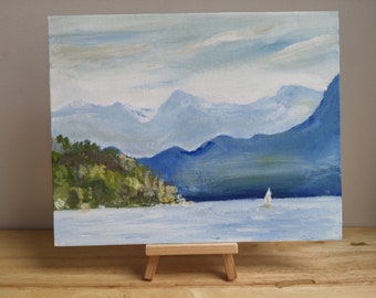Lake Lucerne, Switzerland - Acrylic Painting, 10x8in