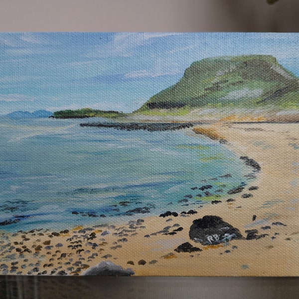 Coral Beach, Isle of Skye - 7x5" ORIGINAL acrylic painting on board