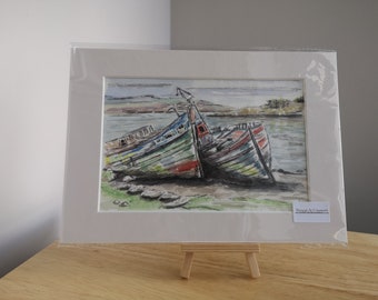 Original Watercolour - Boat Wrecks Isle of Mull