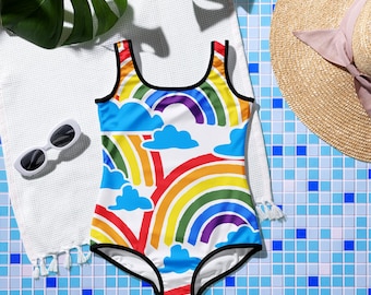 All-Over rainbow Print Youth Swimsuit
