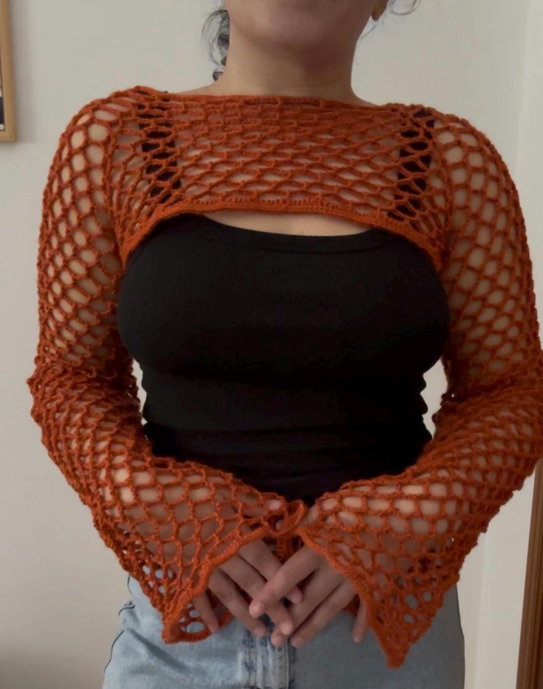 Crochet Shrug Sleeves - Fishnet Shrug - Women Crochet Top- Bolero -lace ...