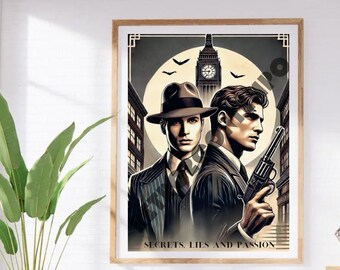 Vintage Spy Movie Poster: Retro Pulp Art Print (Digital Download)