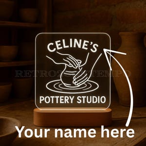 Personalized Pottery Studio Décor – Ceramic Artist Gift, Clay Lover Home Studio Ambient Light