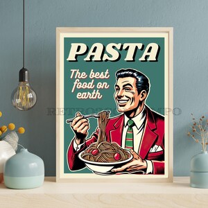 Vintage Pasta Poster: Mid-Century Italian Kitchen Print (Digital Download)