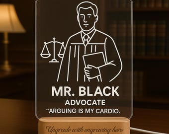 Lawyer Personalized Engraved Gift with Funny Quote for Office or Appreciation – LED Lamp