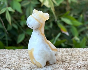 Crystal Giraffe Carving | Yellow Calcite, Labradorite & Fire Quartz Giraffe Statue | Small Gemstone Animal Figurine | Natural Crystal Decor