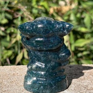 Larvikite Bear/Mouse, Sodalite Stitch, Moss Agate Yoda Crystal Carving | Grogu | Pop Culture Gemstone Statues | Figurine Collectible Decor image 4