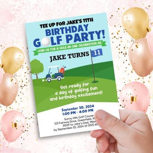 Golf-Themed Birthday Invitation - Custom Design for Your Celebration | Editable in Canva | Digital Invitation| SF0V1W