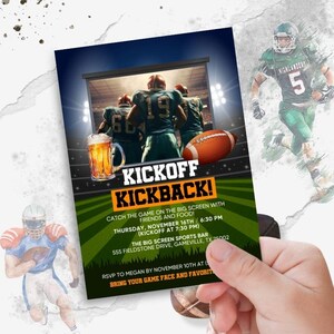 Uitnodiging voor game-avond-borrel - met voetbalontwerp | Bewerkbaar in canvas | Digitale uitnodiging | SF0J1K