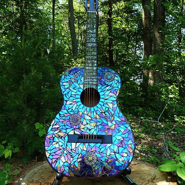 Stunning Stained Glass Mosaic Guitar The Blues