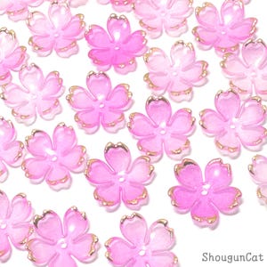 60個入り 桜の花ビーズ 5枚の花びら ゴールドエッジ 桜 チェリーピンク イヤリング ジュエリー作り クラフト DIY 18mm eb9890