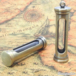 Glass Vial Tube with Metal Case Charms 1pcs for Glass Bottle Pendant Steampunk Jewelry Making Craft DIY 49x13mm ec0090