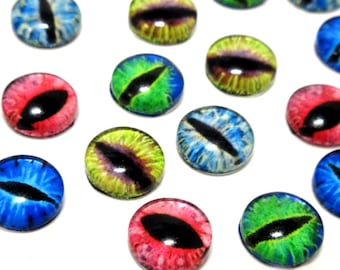 20pcs Cat Eyes Reptile Eye Glass Eye Cabochons 8mm Color Mix for Handmade Earring Dragon Glass Eyes Jewelry Making 8mm ea0525
