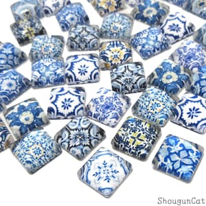 10 pièces Cabochons en verre de style carreaux marocains 10 mm pour boucle d'oreille faite main collier fabrication de bijoux ea0425