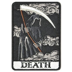Sensenmann Tarot Karte Gestickt Aufnäher 1stk der Engel des Todes für Halloween Kleidung DIY 9x6.4 cm ew8510