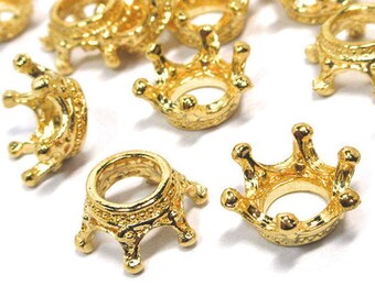 20pcs Milk Crown Charms Gold Color for Beads Cap Specer Earring Bracelet Necklace Resin Decor Jewelry Making 14x7mm ec2008