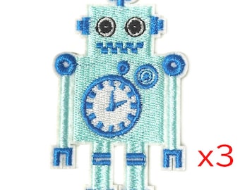 3 stks Retro Robot Geborduurde Ijzer Op Patches voor Kleding Decor Handgemaakte Applique Craft DIY 8x4,7 cm ew8107