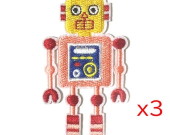 3 stks retro robot geborduurde opstrijkpatronen voor kledingdecor Handgemaakt DHZ 8 x 4,1 cm ew8103