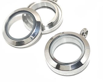 Locket Glass Charm Twist Screw opening 20mm Silver 1pcs for Pendant Necklace Making DIY Gift ec0045