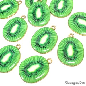 10pcs Kiwi Fruit Charms for Handmade Earring Keyring Jewelry Making 26x19mm ec1286