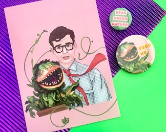Seymour postcard and badge set