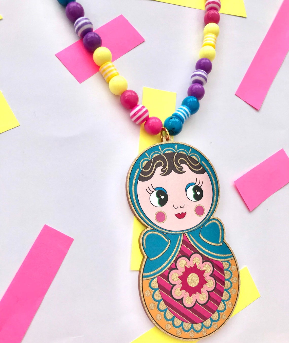Matryoshka Roly Poly Necklace Etsy