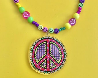 A Little Peace Beaded Charm Necklace