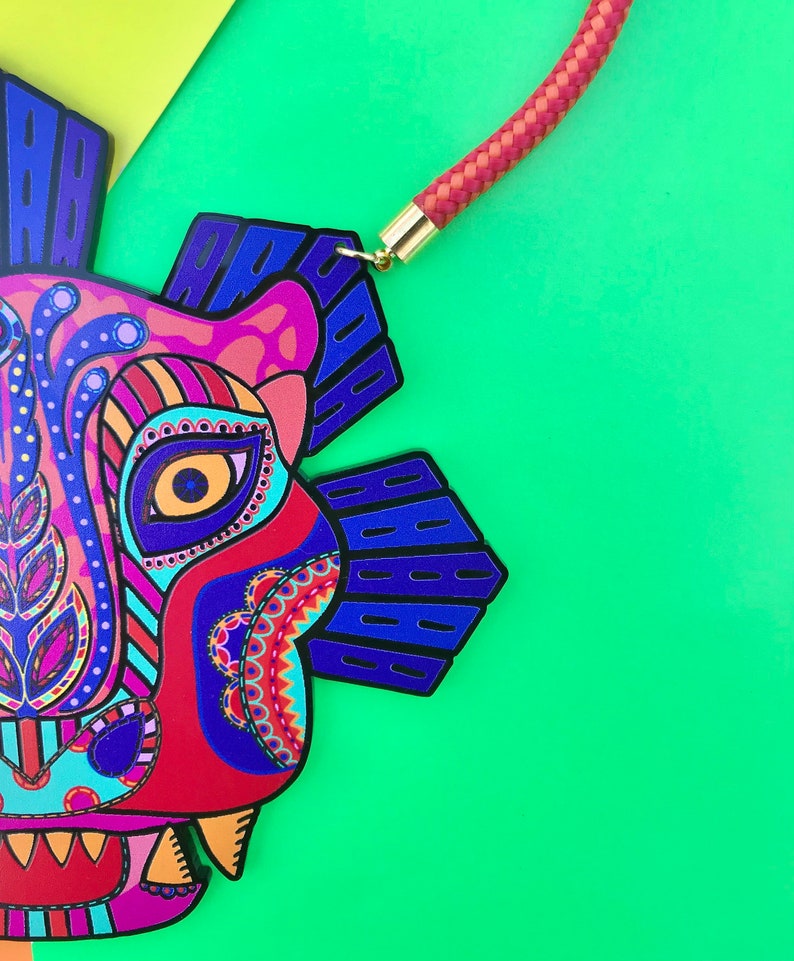 Alebrije Panther Necklace Day of the Dead Mexican mythical beast spirit animal image 2