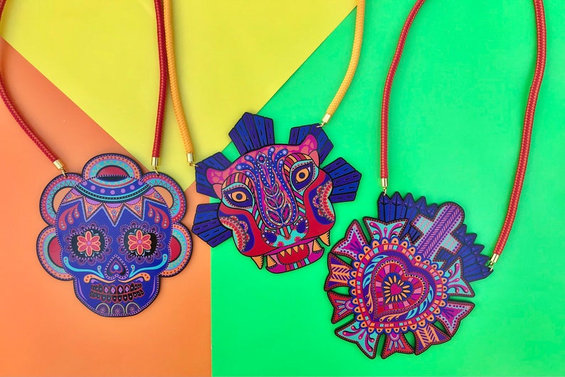 Alebrije Panther Necklace Day of the Dead Mexican mythical beast spirit animal image 3