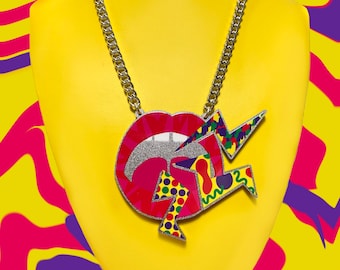 Loud Mouth Lips Acrylic Necklace