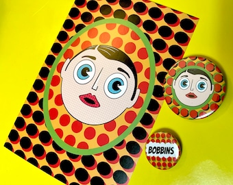 Frank Sidebottom A6 Postcard Print and Badges Set