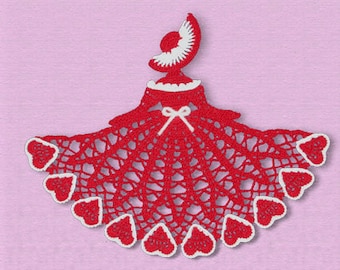 0484 Valentine Crinoline Girl Doily Crochet Pattern