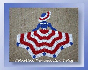 Patriotic Crinoline Girl Doily Crochet Pattern