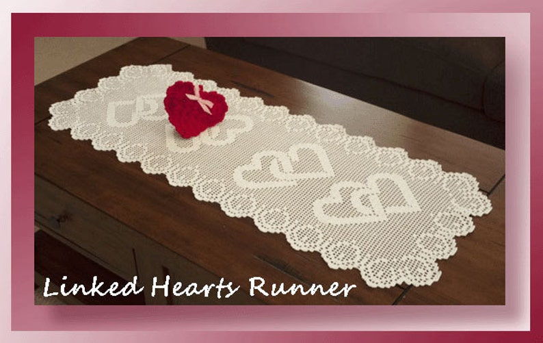 0709 Linked Heart Runner Crochet Pattern Etsy