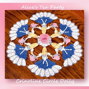 0744 Alice&#39;s Tea Party Crinoline Circle Doily Crochet Pattern