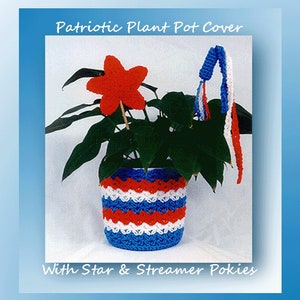 Patriotic Plant Pot Cover with Star & Streamer Pokies