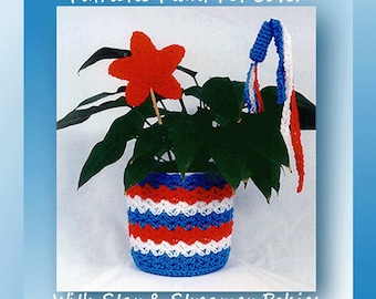 Patriotic Plant Pot Cover with Star & Streamer Pokies