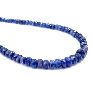 Long Blue Sapphire Beaded Necklace, 23 Inch Ceylon Sapphire Bead Necklace, Long Necklace, Dainty Necklace, September Birthstone,Gift For Her