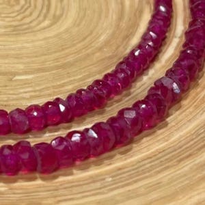 Natural Red Spinel Beaded Necklace, 18 Inch Red Spinel Necklace, Spinel Beaded necklace, Rondelle Necklace, 9K Gold Jewellery, Gift For Her