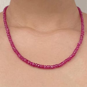 Red Spinel Necklace with 9K Solid Gold Clasp, Jedi Spinel Beaded Necklace, Red Gemstone Necklace, Recycled Gold Jewelry, Gift For Her