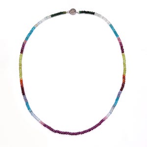 Rainbow Gemstone Beaded Necklace, Multi Colour Gemstone Necklace, Rainbow Crystal Necklace, Colorful Ombre Bead Necklace, Summer Necklace